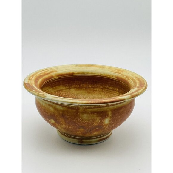 Studio Pottery Two Tone Brown Golden Small Mixing Bowl - Picture 2 of 6